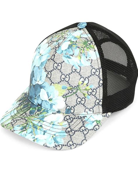 gucci blaue blumen cap|gucci baseball hats for men.